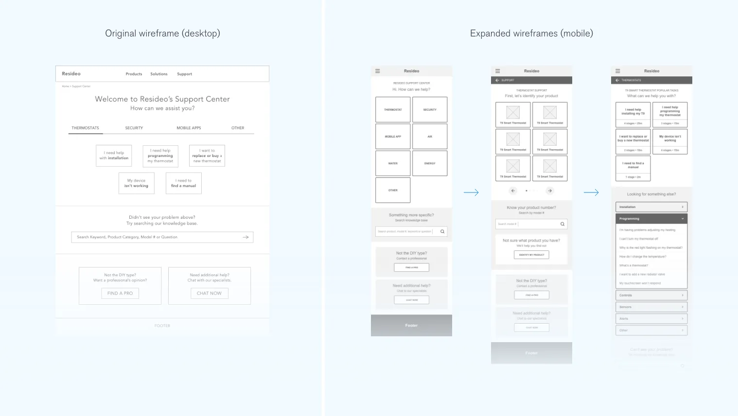 concept wireframe for app